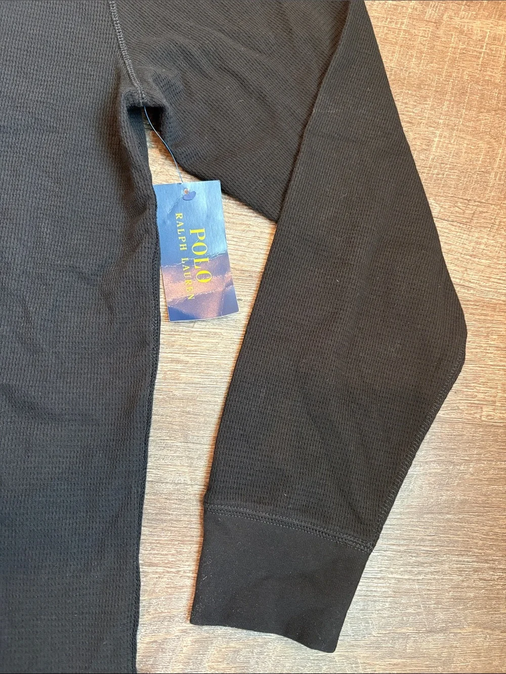 Polo by Ralph Lauren Waffle Knit Henley Top Men’s XL Black Sleepwear NWT